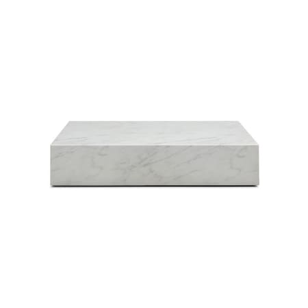 Homeroots 55" White Genuine Marble Block Coffee Table 714506