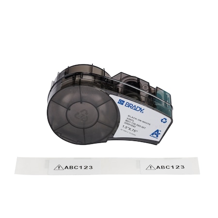 Brady All-Weather Permanent Adhesive Vinyl Labels 0.75 in H x 1.5 in W BK/WT RL/91 M21-136-595-WT