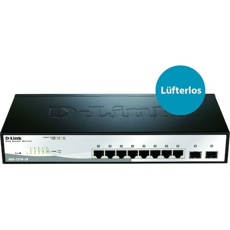 D-Link SUPPORTS EIGHT 8 GIGABIT COPPER POE PORTS AND TWO 2 GIGAB DGS-1210-10