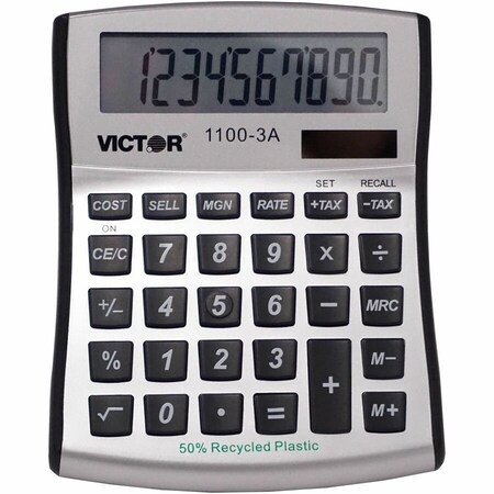 Victor Technology Victor 10-Digit Calculator, 11003A, Dual Power, 4-1/2" X 5-1/4 X 3/4", Blue/White 11003A