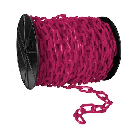 Mr. Chain 2" x 100' Safety Pink Heavy Duty Plastic Safety Chain - Reel 51125