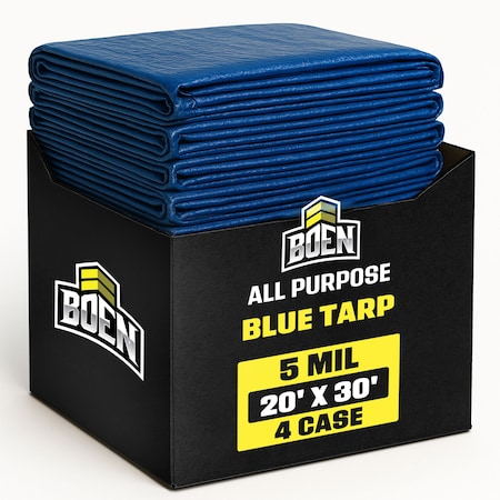 Boen Boen 20ft x 30ft Blue Poly Tarps, PK 4 ZR-BT-2030-CS