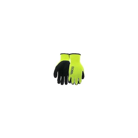 Boss FLEXI-GRIP High-Visibility Coated Gloves, Mens Size L, Latex Coating, Polyester, Black/Yellow 8412L