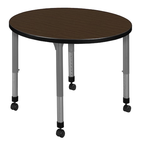 Regency Round Kee Height Adjustable Mobile Classroom Activity Table, 30 in W, 30 in L, Neo Walnut TB30RNDNWAPCGY