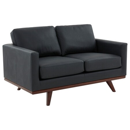 Leisuremod Chester Modern Leather Loveseat with Birch Wood Base, Black CS58BL-L