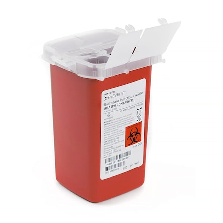 Mckesson Prevent Sharps Container, 1 Quart, 6-1/4 x 4-1/4 x 4-1/4 Inch, Non-Sterile 065