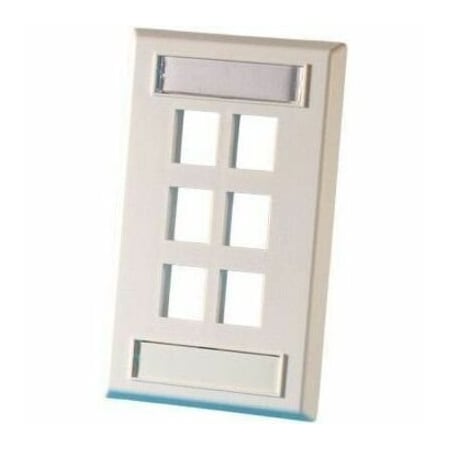 Ortronics 6-PORT FLUSH MOUNT UNLOADED, SINGLEGANG PLASTIC FACEPLATE KSFP6
