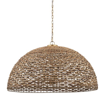 Homeroots Brown Single Rattan Dimmable Ceiling Light With Brown Shades 611629