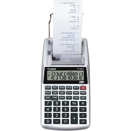 Canon P1DHV3 Compact Printing Calculator - Sign Change, Built-in Memory, Item Count, Clock, Calendar - P1-DHV-3