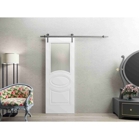 Vdomdoors Barn Interior Door, 18" x 80", White MELA7012BD-S-WS-18