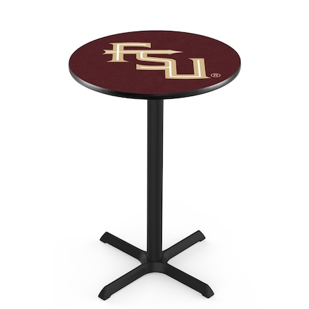Holland Bar Stool Co 42" Blk Wrinkle Florida State (Script) Pub Table, 36" dia. Top L211B4236FSU-FS