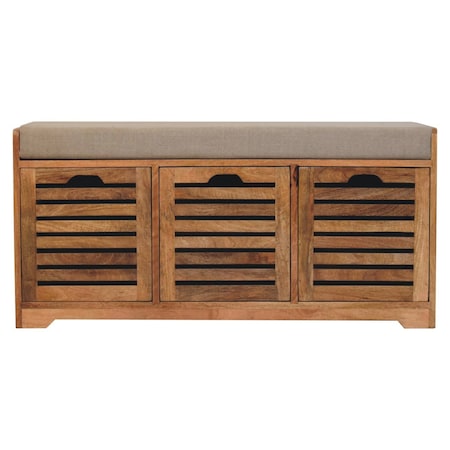 Homeroots 41in Brown and Solid Wood Storage Bench With Shoe Storage 718254