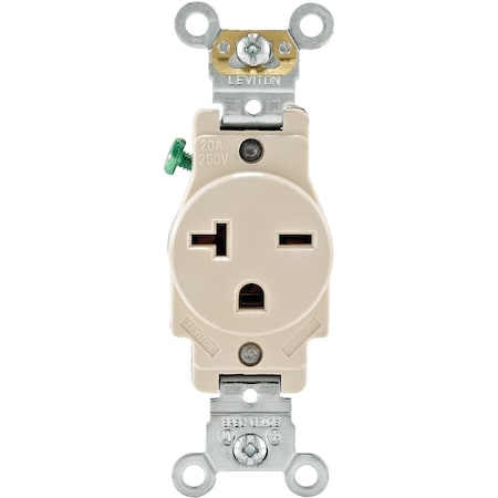 Leviton 20A Light Almond Heavy-Duty 6-20R Grounding Single Outlet 076-05461-00T