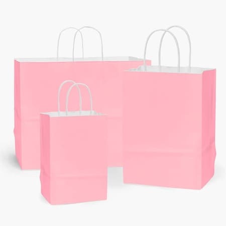 Nashville Wraps Pink White Kraft Shopping Bag Assortment, 125PK PIWA