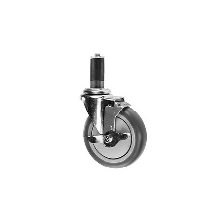 Service Caster 5'' SS Thermoplastic Rubber Swivel 3/4'' Expanding Stem Caster with Brake SCC-SSEX20S514-TPRB-TLB-34