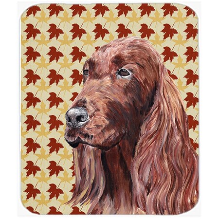 Carolines Treasures 15 x 12 in. Irish Setter Fall Leaves Glass Cutting Board- Large SC9538LCB