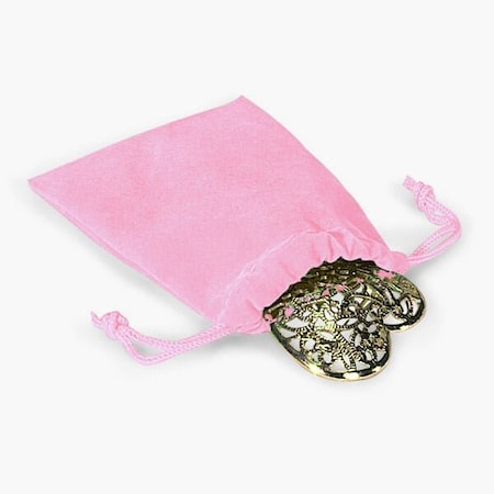 Nashville Wraps Pink Velour Jewelry Bags with Drawstrings, 3x4, 100PK 95505
