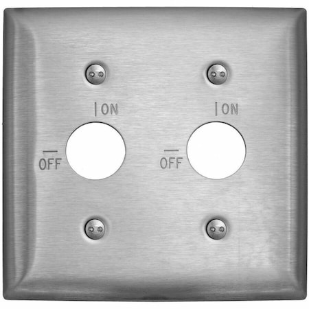 Hubbell Wiring Device-Kellems Barrel Key Wall Plates and Box Cover, Number of Gangs: 2 Stainless Steel, Brushed Finish, Silver SS22RKL