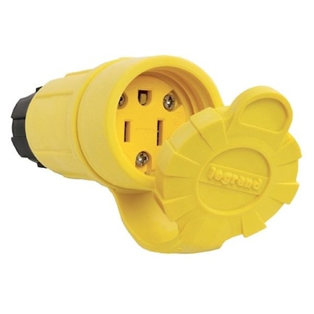 Pass & Seymour Straight Blade Connector, 5-15R, 15 A, 125V AC, 2 Pole, 3 Wire, Screw Terminals, Yellow 15W47