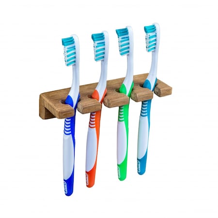 Homeroots Traditional Solid Teak Wall Mount Toothbrush Holder 475841