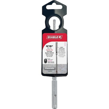 Diablo SDS-Plus Anchor 3/16'' x 6'' Full Carbide Rotary Hammer Drill Bit DMAPL2920