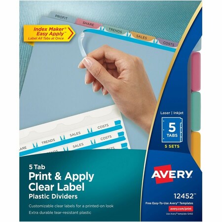 Avery Dennison DIVIDER, IM TRANS 5TAB, AST 12452