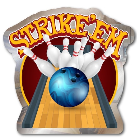 Se-Kure Luxe Mirrored Strike'em Bowling Ball and Pins 23 x 18 ZBS2318