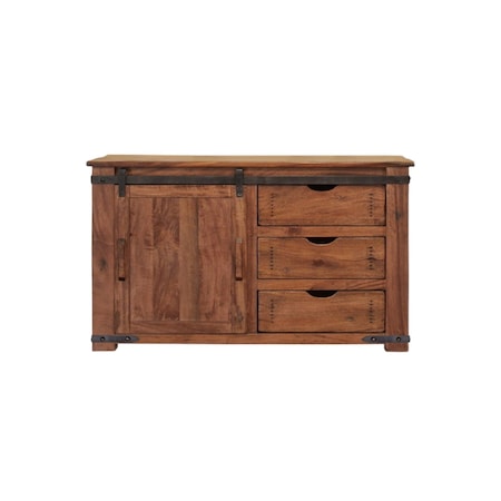 Homeroots 50" Brown Solid Wood Enclosed Storage Distressed TV Stand 528726