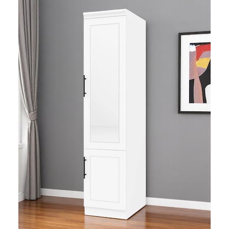 Homeroots 71" White Wood Mirrored Two Door Combo Dresser 616914