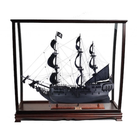Homeroots 39" Black Solid Wood Hand Painted Black Pearl Pirate Table Top Display Model Boat 401981