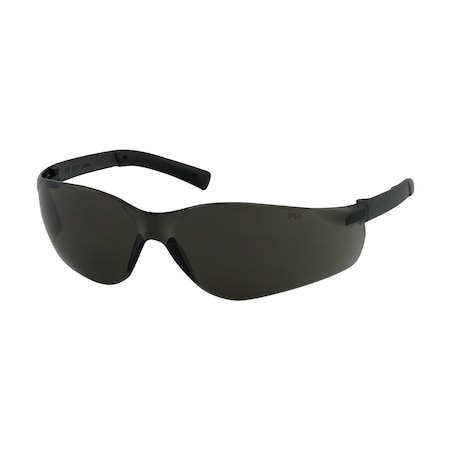 Bouton Optical Rimless Safety Glasses with Dark Gray Temple, Gray Lens and Anti-Scratch / Anti-Fog Coating 250-06-5521