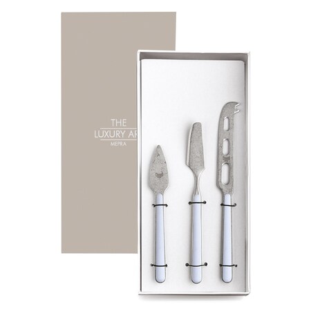 Mepra Fantasia Pewter Cheese Knives - 3 Pieces - Light Blue 10A64403P