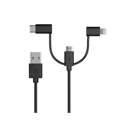 Monoprice Apple MFi Certified USB to Micro USB + USB Type-C + Lightning 3 in 1 C 18789