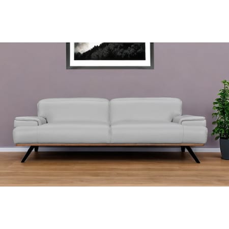 Homeroots 89" Gray Leather Sofa With Black Legs 546410