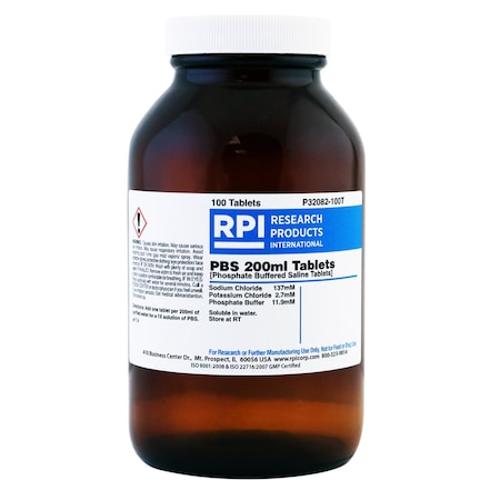 Rpi PBS Phosphate Buffered Saline 200ml Tablets, 100 Tablets per Bottle P32082-100T