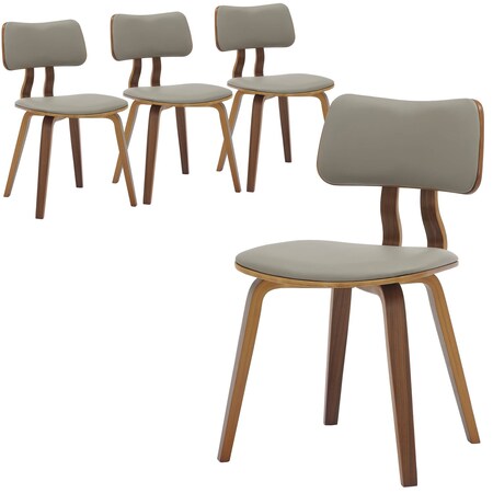 Leisuremod Clivo Leather Dining Chair with Walnut Poplar Wood Frame, 4PK CDWN-18LGR4