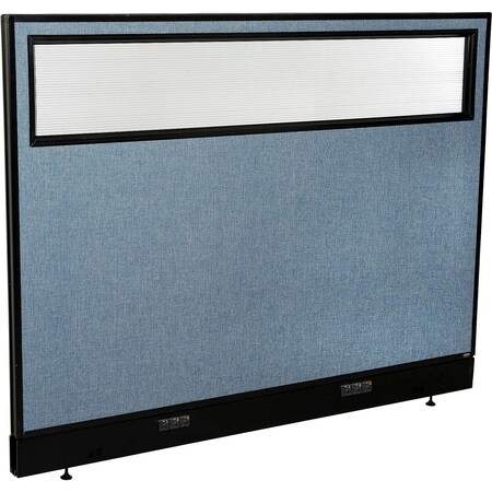 Global Industrial Interion Electric Office Partition Panel with Partial Window, 60-1/4"W x 46"H, Blue 694756WEBL
