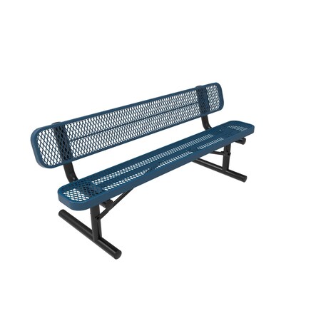 Mytcoat 6ft Outdoor Bench with Back, Portable, Light Blue, Expanded Metal, Industry Standard Coating 804115