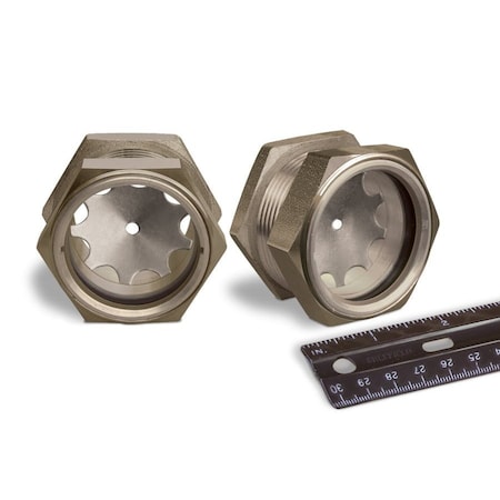 Oil-Rite 303 Stainless Steel Gasketed Window Sights Straight Thread - Straight w/Nut, 1 3/4in.-12, 2in. B4764-17B