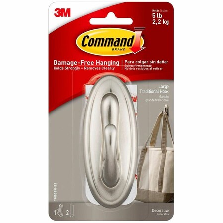 Command Large Brushed Nickel Command Traditional Hook 17053BN-ES