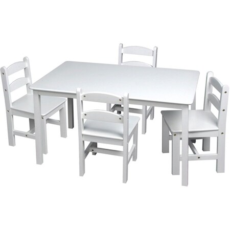 Giftmark White Rectangle Square table with 4 Chairs 3009W