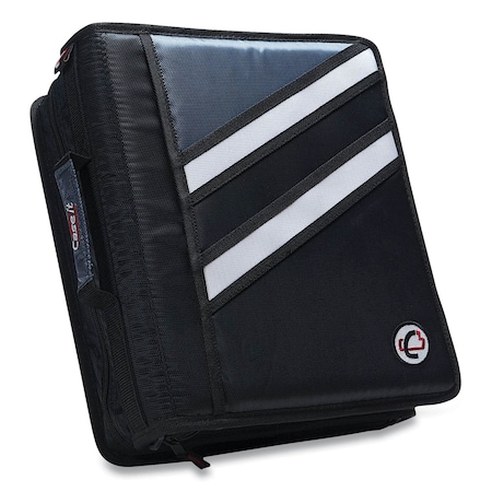 Case It Z-System 2-in-1 Zipper Binder, 3 Rings (x2), 1.5" Capacity (x2), 11 x 8.5, Black/Gray Accents Z-176 BLK