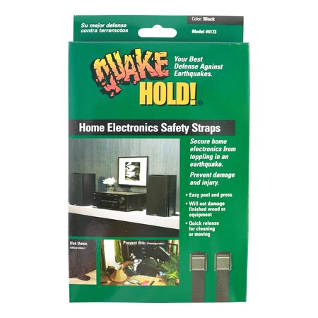 Quakehold! Safety Strap, f/Home Electronic, Blk, PK4 41731