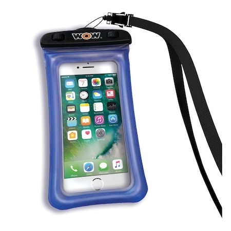 Wow Sports WATERPROOF POUCH 5 Inch x 8 Inch Blue Use To Hold Smart Phone With Lanyard 18-5020B