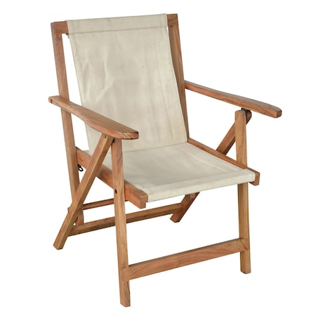 Amerihome Acacia and Canvas Folding Arm Chair AWFDC