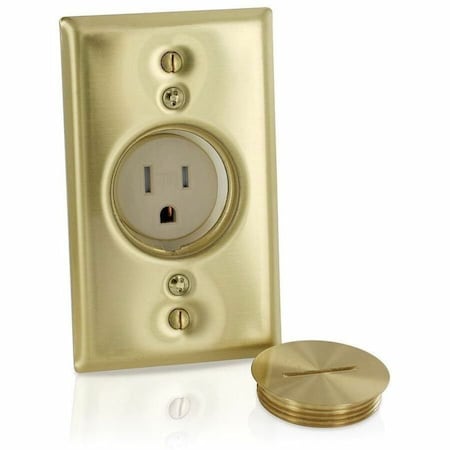 Leviton Straight Blade Receptacle, 5-15R, 15 A, 125V AC, 2 Pole, 3 Wire, Grounded T5250-B