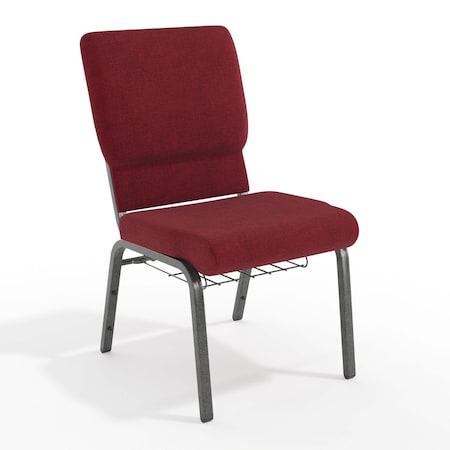 Flash Furniture Red Fabric Church Chair, PK4 4-FD-CH02185-SV-RED-BAS-GG