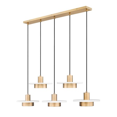 Z-Lite Ludo Matte White + Modern Gold 5 Light Linear Chandelier 829P12-5L-MW-MGLD-LE