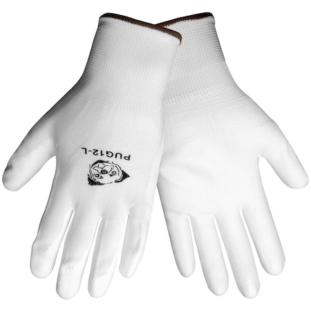 Global Glove PUG-12 Gloves, White Nylon, White Polyurethane Palm, XSmall, 12PK PUG-12-06