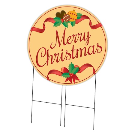 Signmission Corrugated Plastic Sign With Stakes 36in Circular-Merry Christmas C-36-CIR-WS-Merry Christmas 2